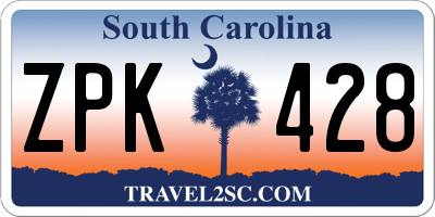 SC license plate ZPK428