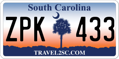 SC license plate ZPK433