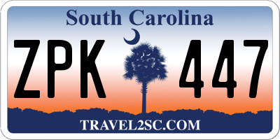 SC license plate ZPK447
