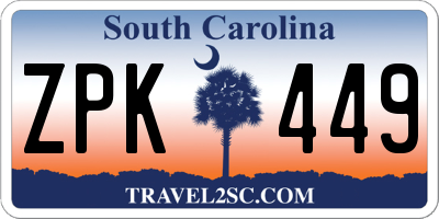 SC license plate ZPK449