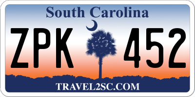 SC license plate ZPK452