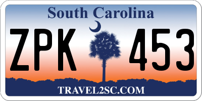 SC license plate ZPK453