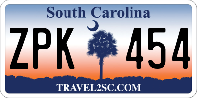 SC license plate ZPK454
