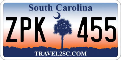SC license plate ZPK455