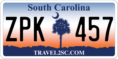 SC license plate ZPK457