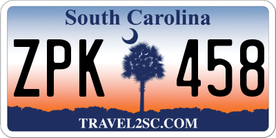 SC license plate ZPK458
