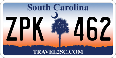 SC license plate ZPK462
