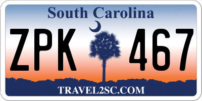SC license plate ZPK467