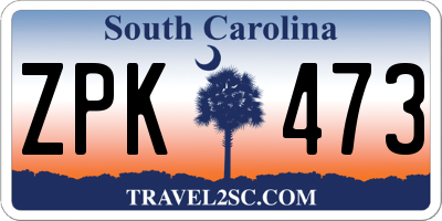 SC license plate ZPK473