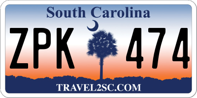 SC license plate ZPK474