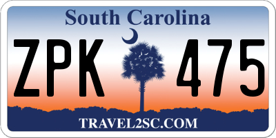 SC license plate ZPK475