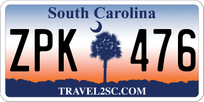 SC license plate ZPK476