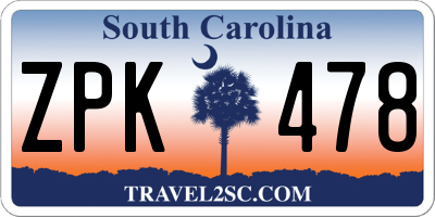 SC license plate ZPK478
