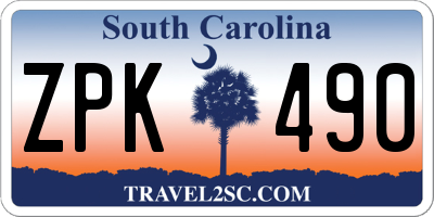 SC license plate ZPK490