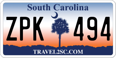 SC license plate ZPK494
