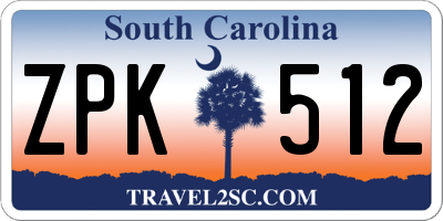 SC license plate ZPK512