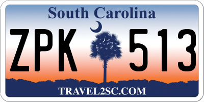 SC license plate ZPK513