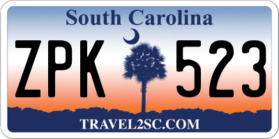 SC license plate ZPK523