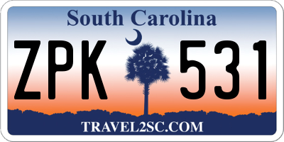 SC license plate ZPK531
