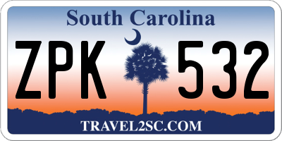 SC license plate ZPK532