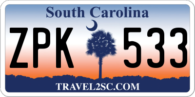 SC license plate ZPK533