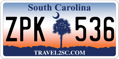 SC license plate ZPK536