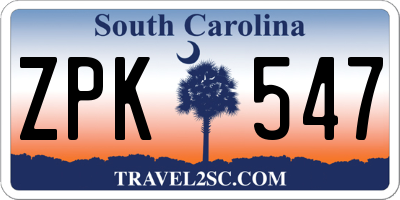 SC license plate ZPK547
