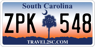 SC license plate ZPK548