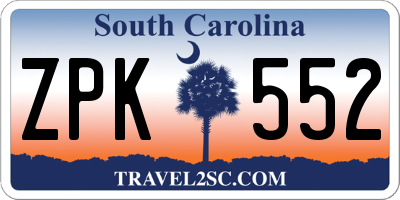 SC license plate ZPK552