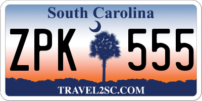 SC license plate ZPK555