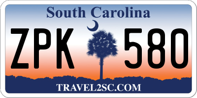 SC license plate ZPK580