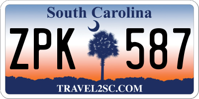 SC license plate ZPK587