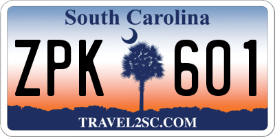 SC license plate ZPK601