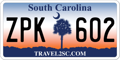 SC license plate ZPK602