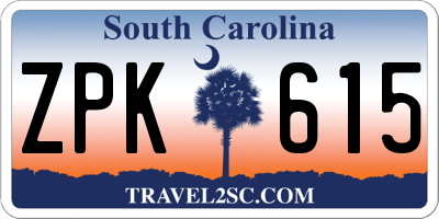 SC license plate ZPK615