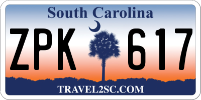 SC license plate ZPK617