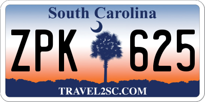 SC license plate ZPK625
