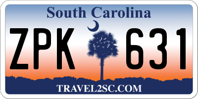 SC license plate ZPK631