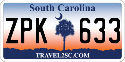 SC license plate ZPK633