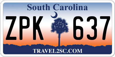 SC license plate ZPK637