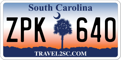 SC license plate ZPK640