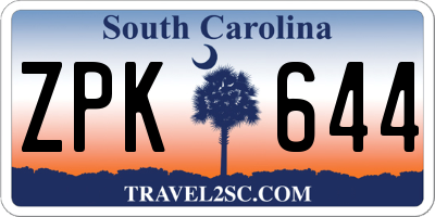 SC license plate ZPK644