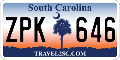 SC license plate ZPK646