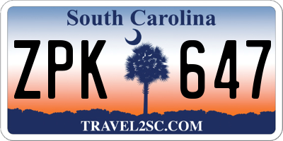 SC license plate ZPK647