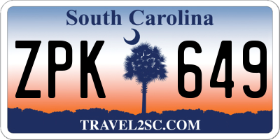 SC license plate ZPK649