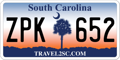 SC license plate ZPK652