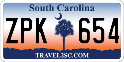 SC license plate ZPK654
