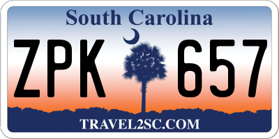 SC license plate ZPK657