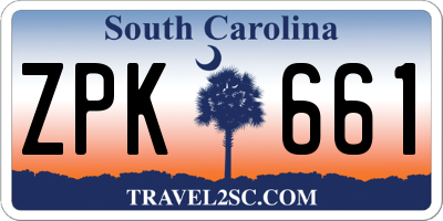 SC license plate ZPK661