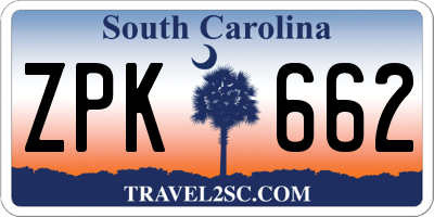 SC license plate ZPK662